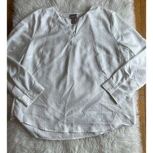 Chicos size 2 White Tunic Blouse Snakeskin Look Print 3/4 Sleeve Top